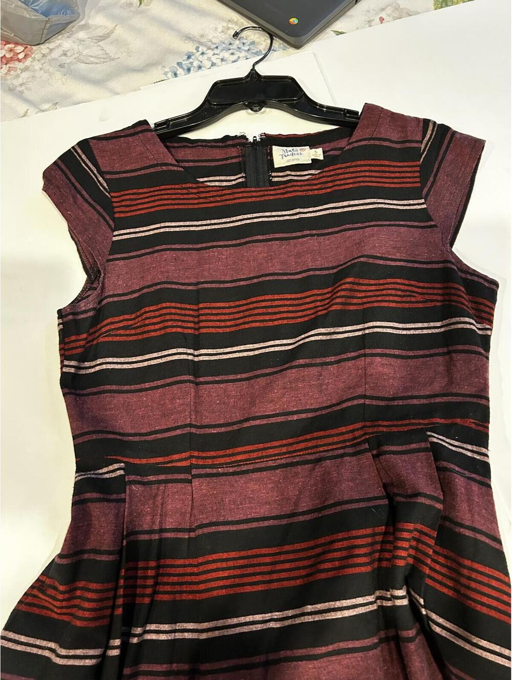 Mata Trader's Cottage core style Striped Fit and Flare Dress